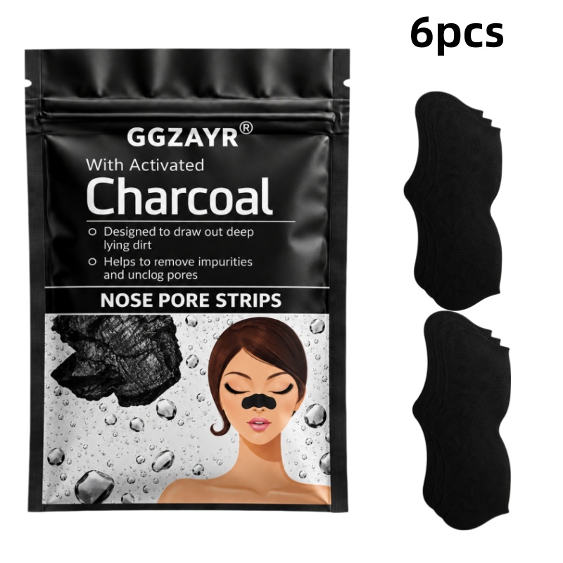 Face Moisturizer - 6 Stück Aktivkohle-Nasenporenstreifen, Mitesser-Entfernungsstreifen für Tiefenreinigung