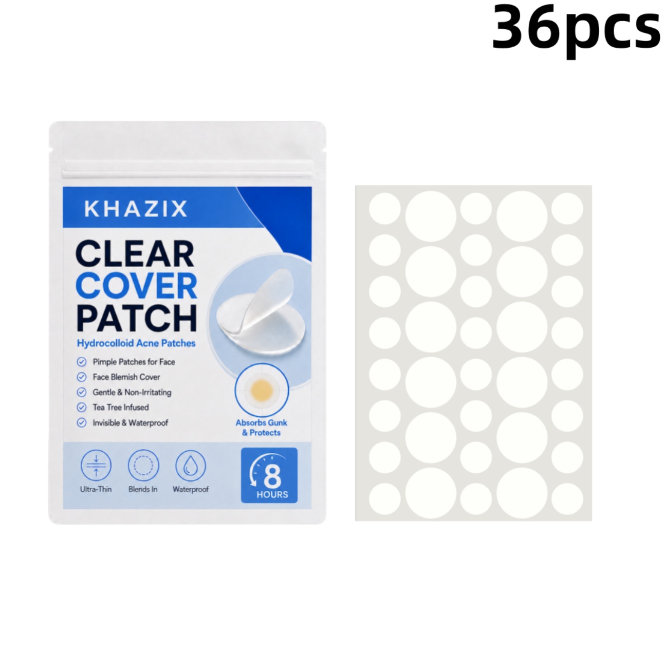 Face Moisturizer - 36 Stück Transparente Pickelpatches Hydrokolloid-Akne-Pflaster, Unsichtbare