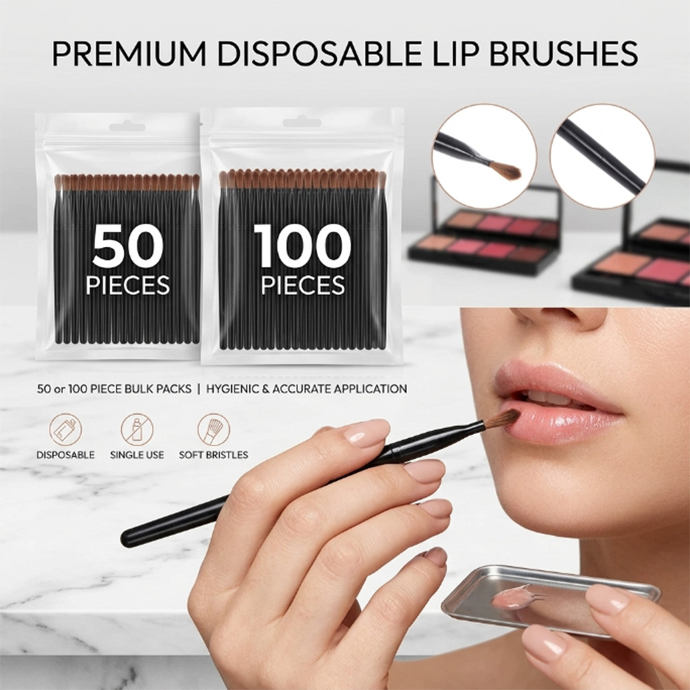 Lip Balm - 50/100 Stück Einweg-Lippenpinsel-Set Lippenstift-Gloss-Applikatoren Make-up-Pinsel Professionelles