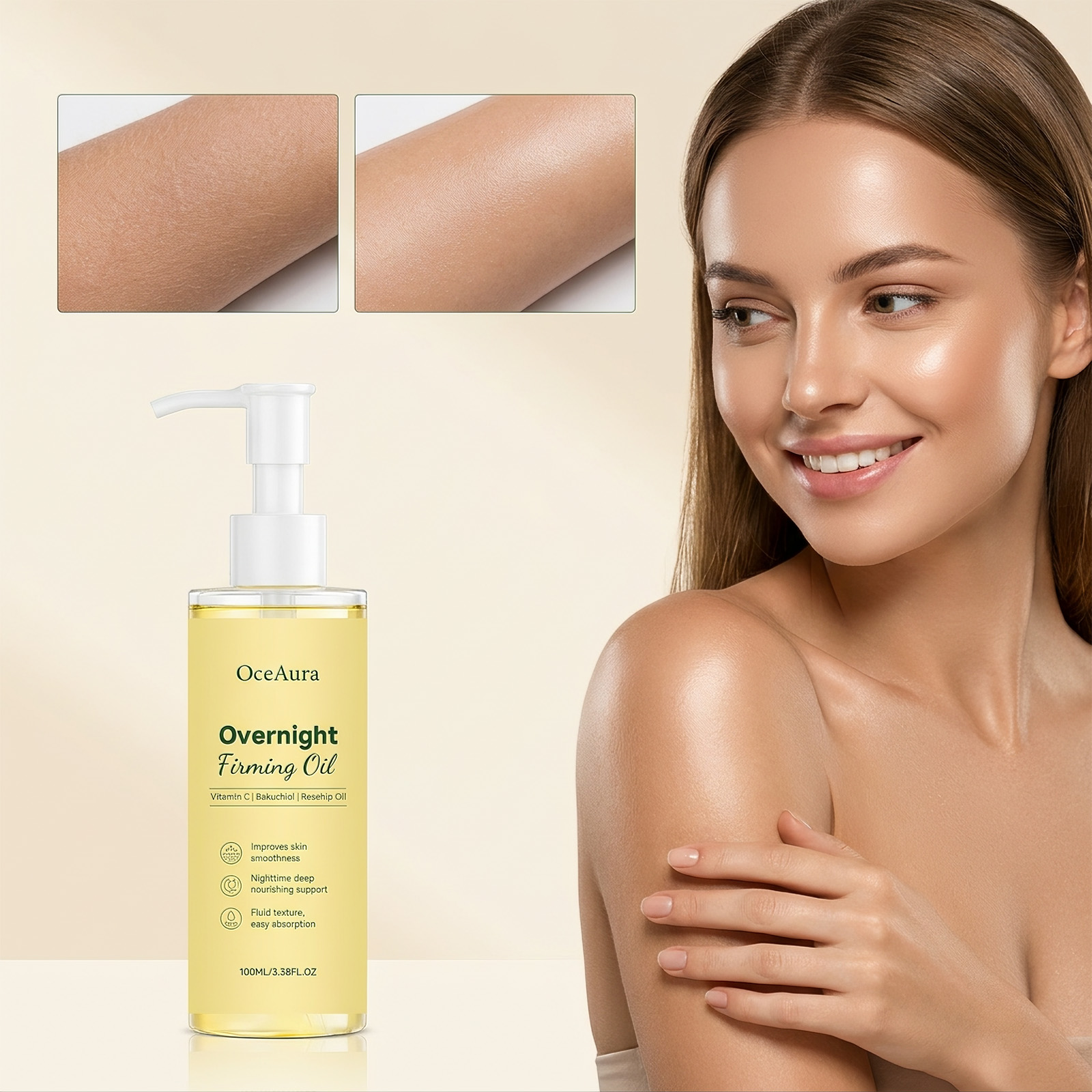 Face Oil Rosehip - OceAura | Übernachtendes Straffungsöl | Glatte